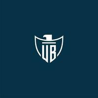 WB initial monogram logo for shield with eagle image vector design