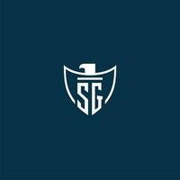 SG initial monogram logo for shield with eagle image vector design