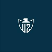 WZ initial monogram logo for shield with eagle image vector design