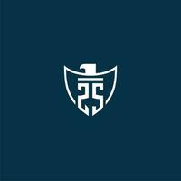 ZS initial monogram logo for shield with eagle image vector design