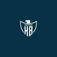 XB initial monogram logo for shield with eagle image vector design