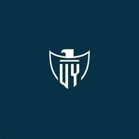 WY initial monogram logo for shield with eagle image vector design