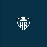 HB initial monogram logo for shield with eagle image vector design