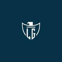 LG initial monogram logo for shield with eagle image vector design