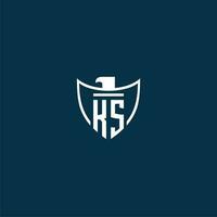 KS initial monogram logo for shield with eagle image vector design