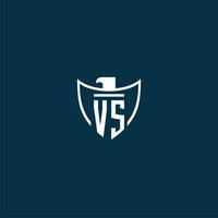 VS initial monogram logo for shield with eagle image vector design