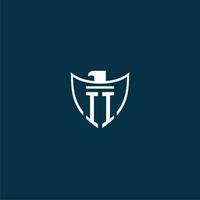 II initial monogram logo for shield with eagle image vector design