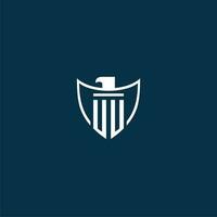 UU initial monogram logo for shield with eagle image vector design