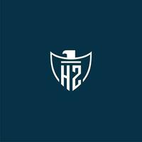 HZ initial monogram logo for shield with eagle image vector design