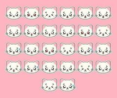 Cute White Cat Character Expression vector