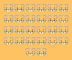 Cute White Stripe Cat Character Expression vector