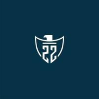 ZZ initial monogram logo for shield with eagle image vector design