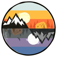 Voyage randonnée aventure coloré la nature badge png