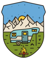 Camping bunt Abzeichen draussen Lager Natur Etiketten Logo png