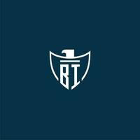 BI initial monogram logo for shield with eagle image vector design