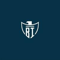 BI initial monogram logo for shield with eagle image vector design