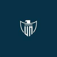 WM initial monogram logo for shield with eagle image vector design