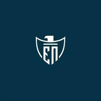 EN initial monogram logo for shield with eagle image vector design