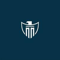 MM initial monogram logo for shield with eagle image vector design