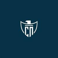 CM initial monogram logo for shield with eagle image vector design