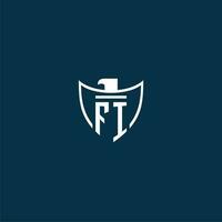 FI initial monogram logo for shield with eagle image vector design