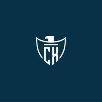 CX initial monogram logo for shield with eagle image vector design