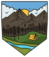 Camping bunt Abzeichen draussen Lager Natur Etiketten Logo png