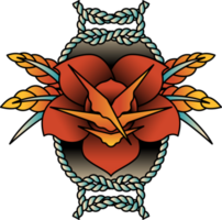 Tattoo Flower Old School Vintage Colorful Icons Collection png