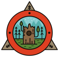 campeggio colorato distintivo all'aperto campo natura etichette logo png
