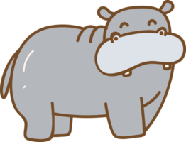 hippopotame mignonne animal dessin animé main tiré sauvage collection png