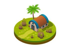 isometric park island cute house vector