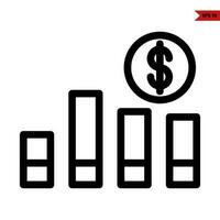 chart with money in button  line icon vector