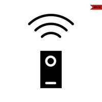 mobile phone with network glyph icon vector