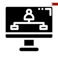 person in computer glyph icon vector