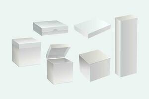 White box packaging mockup, resolution 3D illustration vector