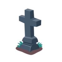 dessin animé pierres tombales de le mort le crucifix sur le la tombe Halloween nuit horreur png