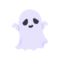 dessin animé fantôme dans blanc peignoir flottant hanter et effrayer gens sur Halloween nuit. png