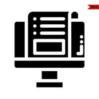 document with computer glyph icon vector