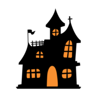 Silhouette von Vampir Schloss unheimlich Geist Haus auf Halloween Nacht. png