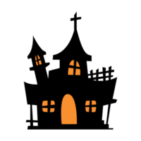 silhouette di vampiro castello pauroso fantasma Casa su Halloween notte. png