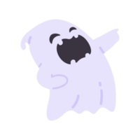 dessin animé fantôme dans blanc peignoir flottant hanter et effrayer gens sur Halloween nuit. png