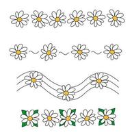 garabatear divisor con manzanilla. vector adornos y guirnaldas con decorativo elementos. divisores conjunto flores para cuadernos, diario, pancartas