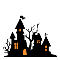 Silhouette von Vampir Schloss unheimlich Geist Haus auf Halloween Nacht. png