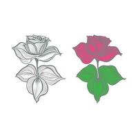 Rose hand drawn pencil sketch, coloring page, and book, Rose flower outline, illustration ink art. rose vector art.