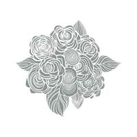 Bouquet of rose hand drawn pencil sketch, coloring page, and book, Rose flower outline, illustration ink art. rose vector art.