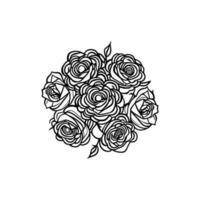 ramo de flores de Rosa mano dibujado lápiz bosquejo, colorante página, y libro, Rosa flor describir, ilustración tinta Arte. Rosa vector Arte.