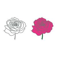 Rose hand drawn pencil sketch, coloring page, and book, Rose flower outline, illustration ink art. rose vector art.