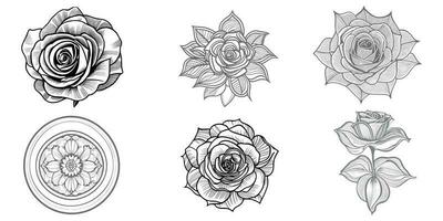 Roses hand drawn pencil sketch, coloring page, and book, Rose flower outline, illustration ink art. rose vector art.