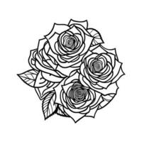 Roses hand drawn pencil sketch, coloring page, and book, Rose flower outline, illustration ink art. rose vector art.