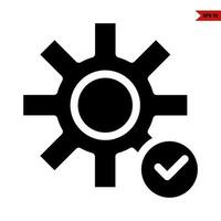 settig with check in button glyph icon vector